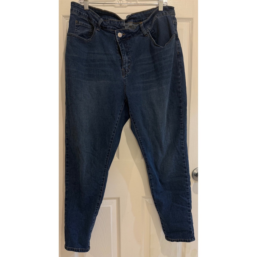 Shein Curve Mom Jeans High Rise Dark‎ Wash Denim Comfort Stretch 2XL